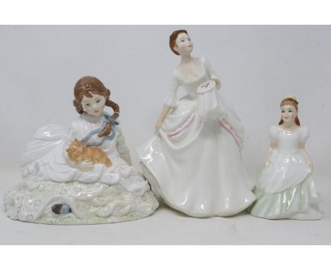 Royal Worcester RSPCA limited edition figurine, Safe At Last, 1720/12500, together with two Royal Doulton figurines, no crack