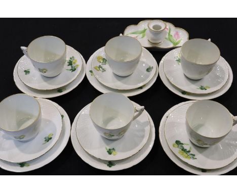 Bing &amp; Grondhal Copenhagen porcelain eighteen piece tea service and a Royal Copenhagen floral inkwell, no cracks or chips