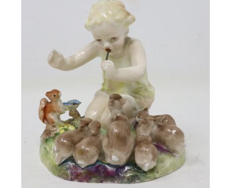 Royal Worcester Woodland Dance figurine, modelled by Freda Doughty, model no 3076, damage to flute, H: 11 cm. UK P&amp;P Grou