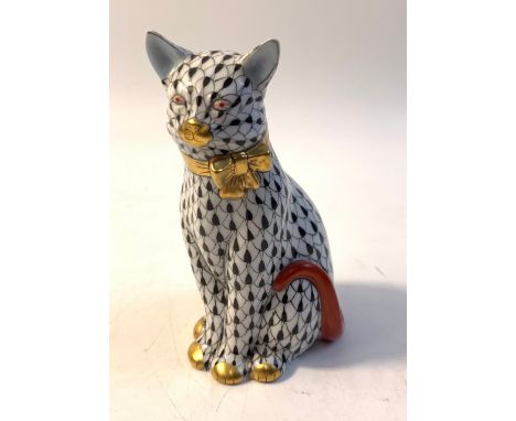 Herend Hungary porcelain hand painted 'Cat with Ribbon' 15319/VHN