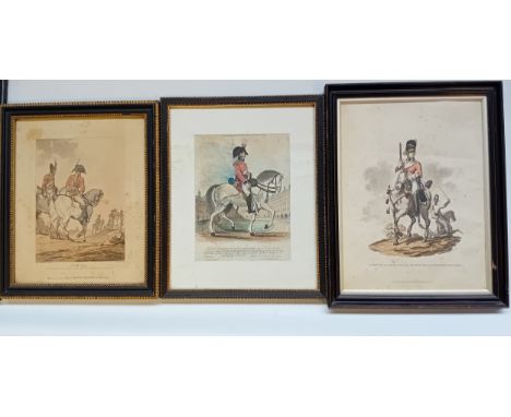 Three Early 19th Century coloured Aquatints ''Scotch Greys'', ''Lieutenant General Sir Ralph Abercromby'' and ''A Private of 