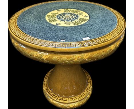 A large Chinese ceramic table / veranda with follete design through out. [72.5x78x78xm]