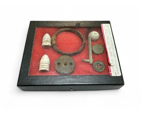 Case of ground-recovered relics from The Civil War, dug from Southern Battlefields &amp; Campsites. To include; Union 3 Ring 