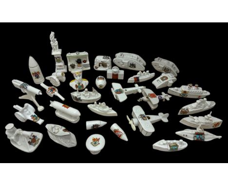 A large quantity of Crested Ware including several military pieces and two boxes of other crested ware (unwrapped and uncheck