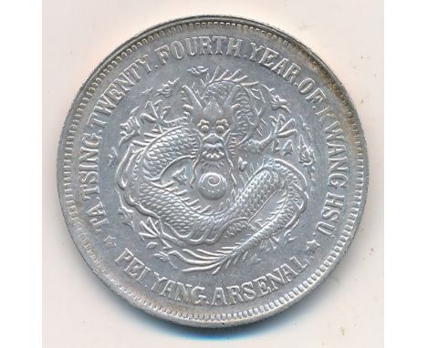 China, Chihli, silver dollar, 1898, year 24, Pei Yang Arsenal (Chihli) mint, denomination, regnal year and mint name in Chine