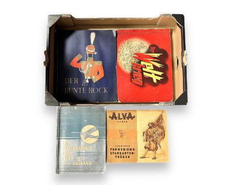 Military-themed German-language cigarette card albums, apparently complete, generally excellent to good plus, with Alva Bilde