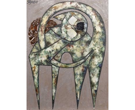 * STEWART BOWMAN JOHNSON (SCOTTISH 1938 - 2019), CATAWAMPUS mixed media collage on board, signedunframedoverall size 82cm x 6