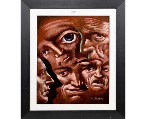 * FRANK MCFADDEN (SCOTTISH b. 1972), MANY FACES pastel on paper, signedmounted, framed and under glassimage size 60cm x 46cm,