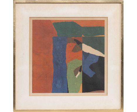 * DONALD HAMILTON FRASER (BRITISH 1929 - 2009), RED silkscreen print on paper, signed in pencil in the mountmounted, framed a