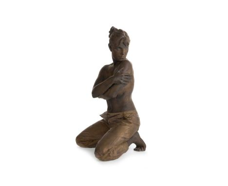* WALTER AWLSON (SCOTTISH b. 1949), THE TEMPTRESS limited edition patinated stoneware sculpture, signed and numbered 53/7556c
