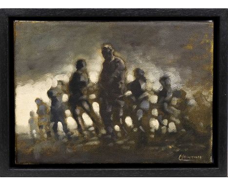 * PETER HOWSON OBE (SCOTTISH b. 1958), POST-BELLUM IV oil on canvas, signed, titled and dated 2023 versoframedimage size 15cm