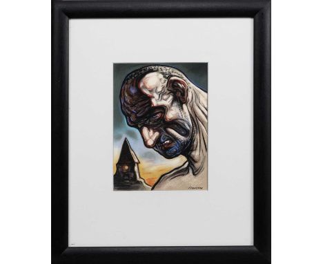 * PETER HOWSON OBE (SCOTTISH b. 1958), FALLEN FROM GRACE pastel on paper, signedmounted, framed and under glassimage size 29c