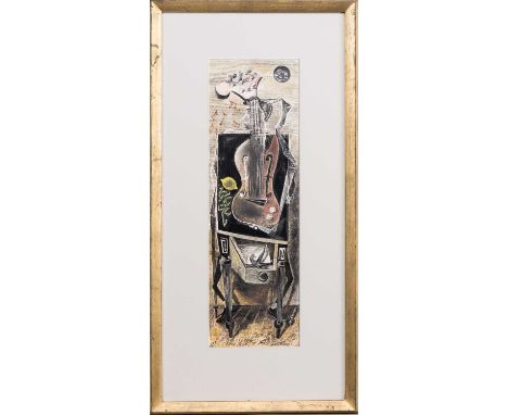* JOHN BYRNE RSA (SCOTTISH 1940 - 2023), WINTRY MOON mixed media on board, signed, titled versomounted, framed and under glas