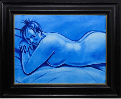 * PETER HOWSON OBE (SCOTTISH b. 1958), BLUE TEMPTRESS oil on canvas, signedframedimage size 46cm x 61cm, overall size 65cm x 