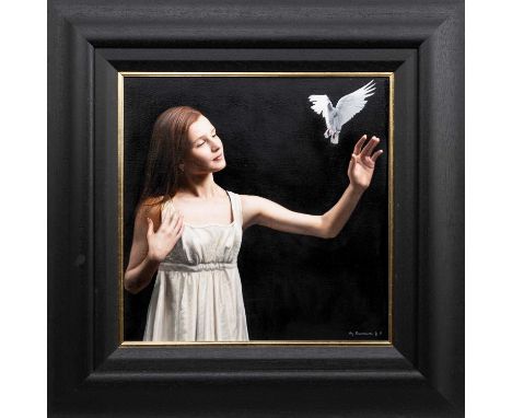 * GERARD BURNS (SCOTTISH b. 1961), THE PROMISE oil on canvas, signed, titled versoframedimage size 51cm x 51cm, overall size 