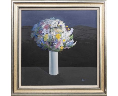 * DANNY FERGUSON RSW RGI (SCOTTISH 1925 - 1993), WILD FLOWERS  oil on board, signedframed and under glassimage size 59cm x 59