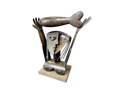* JAKE HARVEY RSA (SCOTTISH b. 1948), THE MAIDEN'S DREAM  forged steel and welded found objects and stone, cast into bronze i