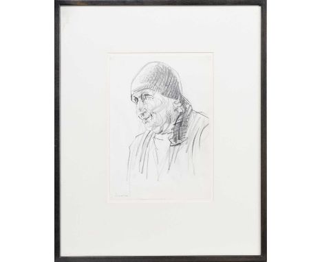 * PETER HOWSON OBE (SCOTTISH b. 1958), OLD WOMAN pencil on paper, signed, titled and dated 1994 label versomounted, framed an