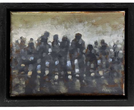* PETER HOWSON OBE (SCOTTISH b. 1958), POST-BELLUM III oil on canvas, signed, titled and dated 2023 versoframedimage size 12c