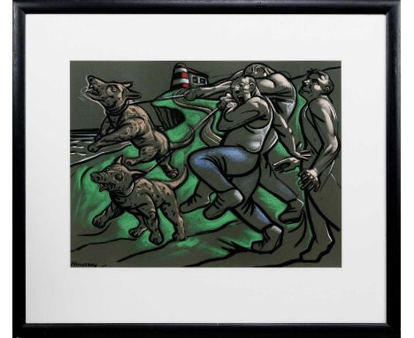 * PETER HOWSON OBE (SCOTTISH b. 1958), YOUNG PATRIOTS pastel on paper, signedmounted, framed and under glassimage size 45cm x