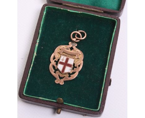 Football 9ct Gold 1906-7 London League Winners Medal Barnet Alston FC (later Barnet FC), the medal has enamel city of London 