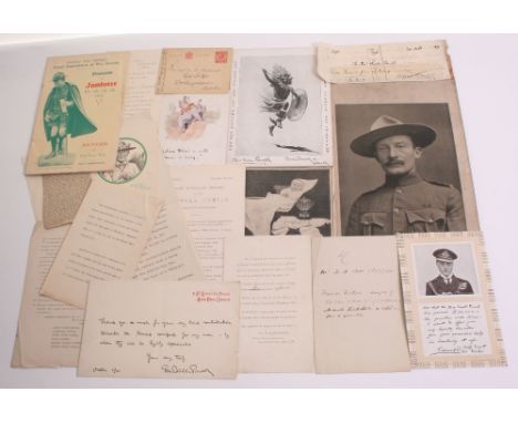 Selection of Ephemera Relating to the Family of Sir Robert Baden Powell, founder of the Boy Scouts movement, items include a 