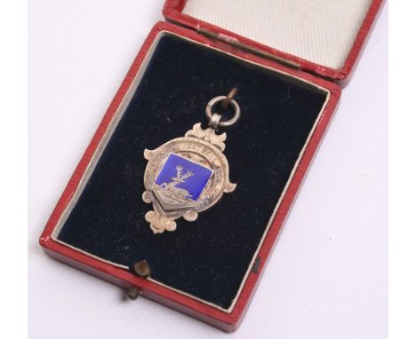 Amateur Football Herts Charity Cup 1907-08 Winners Medal in hallmarked silver with enamel and silver centre. The medal was aw