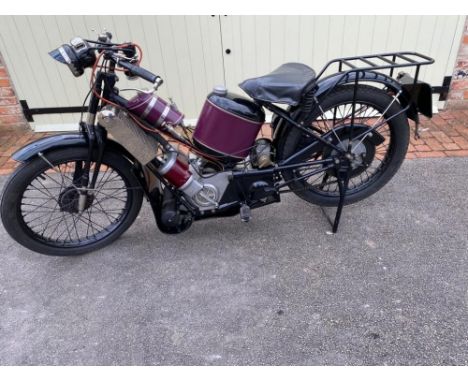 A classic motorcycle. A Scott Flying Squirrel SV7033, manufactured 1929, VIN No2612, Engine No Z9928,&nbsp; &nbsp;498cc. This