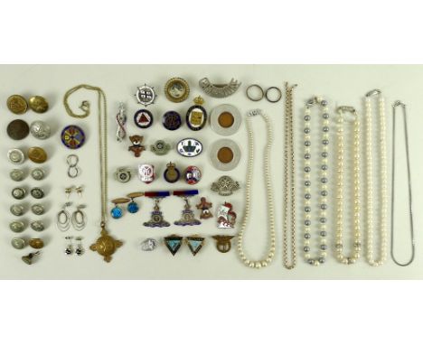 A collection of enamel badges including two silver and enamel Royal Artillery badges, an On War Service 1915 WWI, an ICDS bad