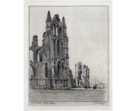A collection of four 19th century engravings, some hand coloured, depicting local cathedral scenes including Ely, Lincoln and