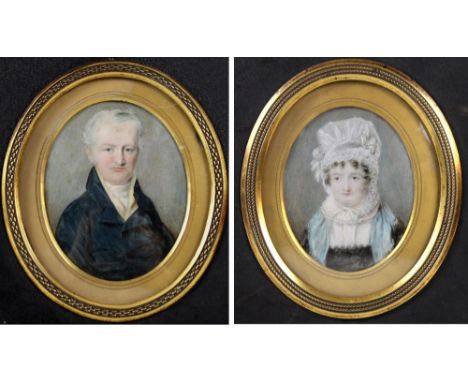 T. Wheeler R. A. (British, 1790-1845): a pair of Georgian portrait miniatures, of James Mills of Orcheston St. George, and of