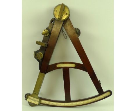 A Hadley's Reflecting Sextant, circa 1800, 16 inch radius, with mahogany frame, by J. Adams or Henry Hughes England, with ivo