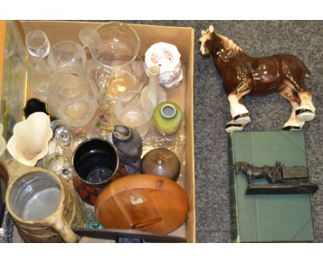 Household Goods - an Hillstonia stoneware ewer; a German studio pottery vase; Melba style Shire Horse; Whiston's Josephus boo