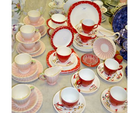 Ceramics - a Stylecraft Midwinter red polka dot pattern part tea service; another Staffordshire part tea service; etc