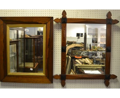 A mahogany framed mirror; another (2)