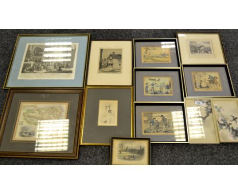 George Cruikshank (after), A Traveller Stopped at Widows Gate, 1824,hand coloured lithograph, (four); etc qty (12)