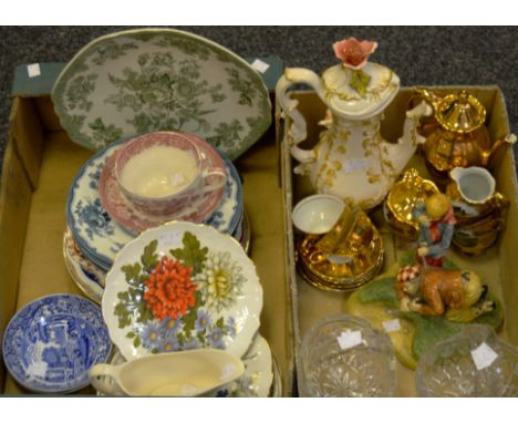 Ceramics- a German gilt coffee set; Spode; Glassware; Capodimonte; etc