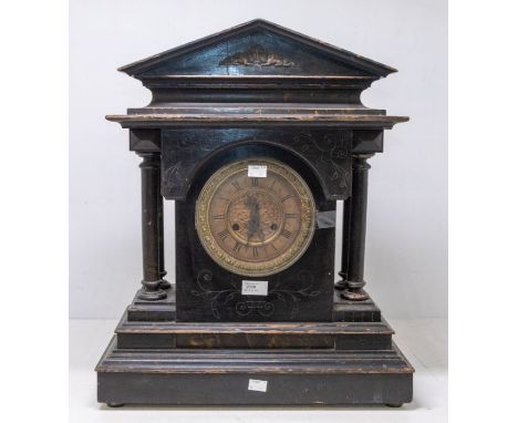 Victorian mantel/table clock. A very impressive layered clock in unrestored original condition. 22 ins x 19 ins x 7 ins deep.