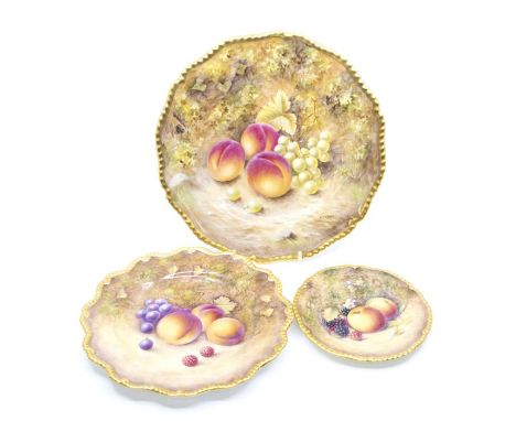 Three Royal Worcester fruit plates