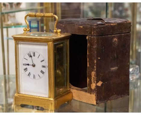 An R &amp; Co. (Paris) cased brass carriage clock,&nbsp; in working order
