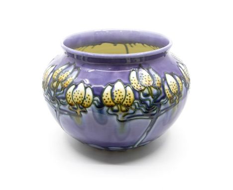 Minton No1 Early 20th Century planter, stylised trees on purple ground.