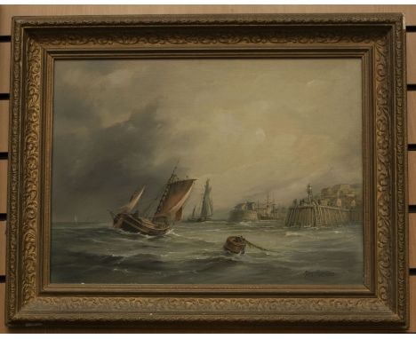 Max Parsons (1915-1998)Seascape with harbouroil on board, 36 x 49cm signed lower right