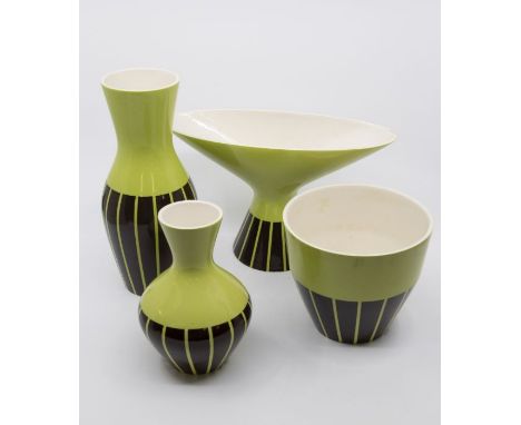 A Hornsea pottery green posy bowl, vase, planter and smaller vase (4)