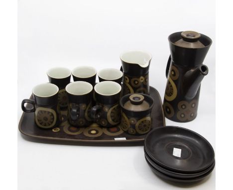 A Denby vintage coffee set with tray and pot