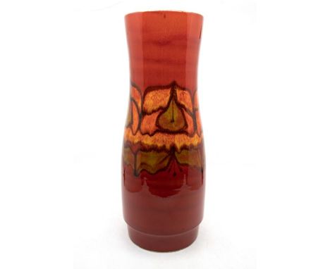 Poole Pottery: A Poole Pottery Delphis vase on red ground, shape mark 85. Height approx 40.5cm. Marks to the base.