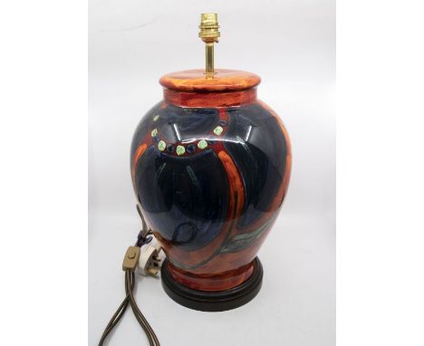 Poole Pottery: A Poole Pottery Himalayan Poppy large ginger lamp base. Height approx 38cm. Mark to the side.