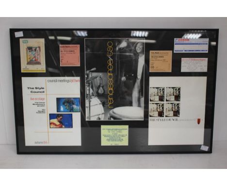 The Style Council ( The Jam / Paul Weller ) display with Ticket stubs - and Council meetings - 87 flyer Framed and mounted