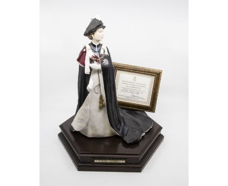 A Royal Worcester limited edition figure of Elizabeth II in Garter Robes from the Queens Regnant of England series modelled b