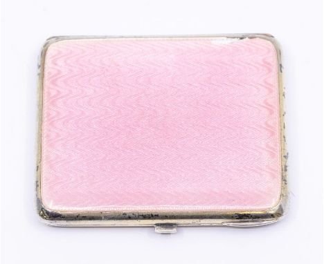 An early 20th Century Norwegian silver-gilt and pink enamel cigarette case, fitted gilt interior, the enamel with zig zag pat