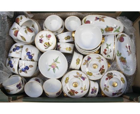 An extensive Royal Worcester " Evesham" dinner and tea service minimum 20 place setting with spare dinner and lunch plates; t